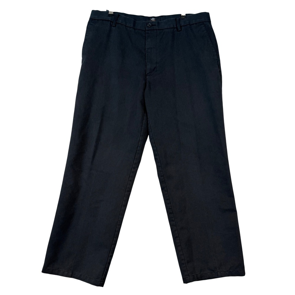 Dockers Mens Signature Khaki D2 Straight Fit Pinstripe Pants Gray 36x30 Classic